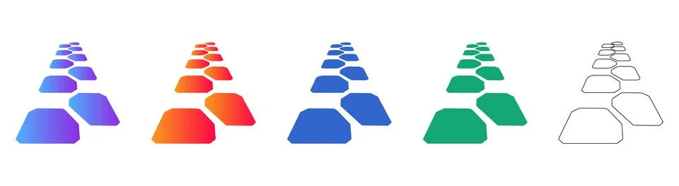 Perspective Paved Path Icons Stock Illustration