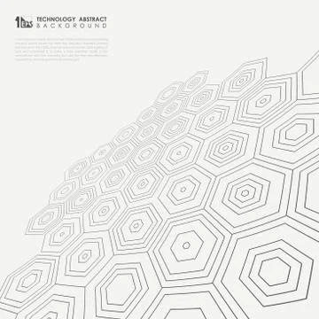 Perspective of pentagonal pattern in black and white background. Illustrazione stock