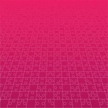 Perspective Pink Puzzles Pieces - Vector Jigsaw Stock Illustration