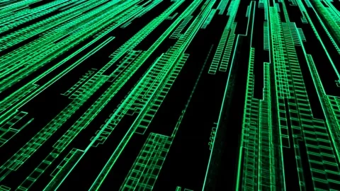 Perspective Planar Motion Graphic  Data Pulse - Abstract Tech Visualization Stock Footage 299885382