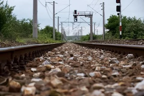 Perspective of railway lines Stock Photos