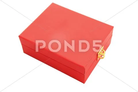 Perspective of red box with key lock holder isolated on white Stock Photos