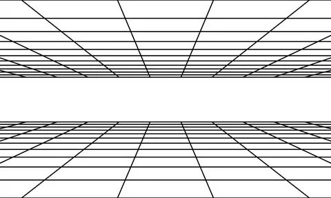 Perspective room with black grid. 3D linear floor and empty interior dimensio Stock Illustration