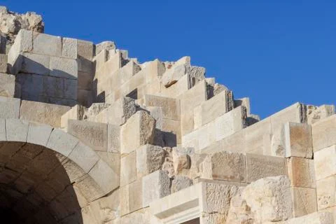Perspective shoot of ancient stone structure corner amphitheatre Stock Photos