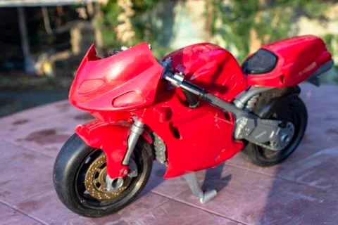 Perspective shoot of red small kid toy bike Stock Photos