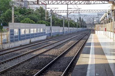 Perspective shot of empty railway line Stock Photos