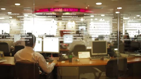 Perspective Shot of some offices inside Colombian Stock Market headquarters Stock Footage 45237078