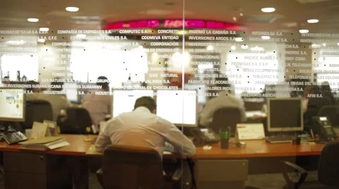 Perspective Shot of some offices inside Colombian Stock Market headquarters Stock Footage 45237084
