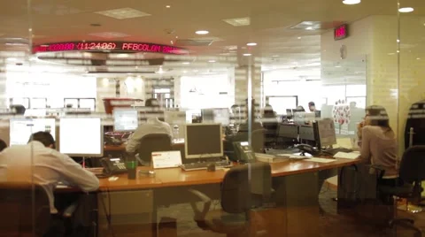 Perspective Shot of some offices inside Colombian Stock Market headquarters Stock Footage 45237147