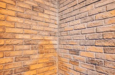 Perspective, side view of old red brick wall texture background. . Fotos de archivo