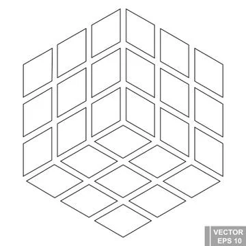 Perspective. Square. Three-dimensional 3D. The outline is isolated on a white Stock-Illustration