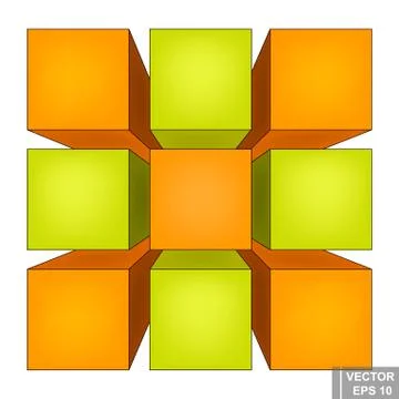 Perspective. Square. Three-dimensional 3D. The outline is isolated on a white Stock Illustration