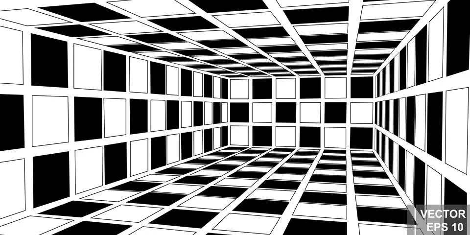 Perspective. Square. Three-dimensional 3D. The outline is isolated on a white Ilustração Stock