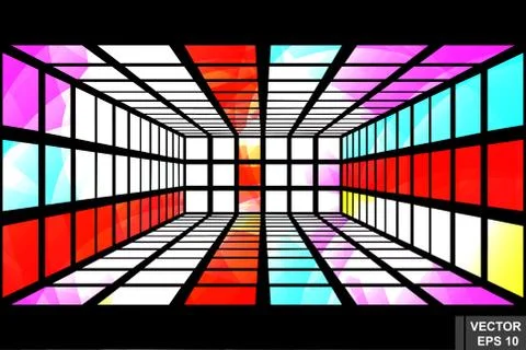 Perspective. Square. Three-dimensional 3D. The outline is isolated on a white Ilustração Stock