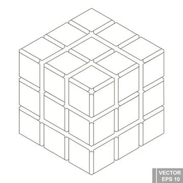 Perspective. Square. Three-dimensional 3D. The outline is isolated on a white Stock Illustration
