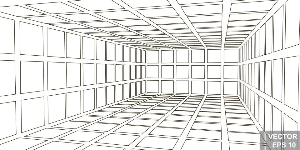 Perspective. Square. Three-dimensional 3D. The outline is isolated on a white Stockillustratie
