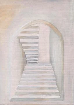 Perspective, staircase with an arch in beige Stock Illustration