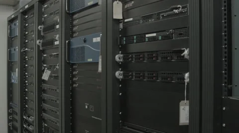 Perspective static shot of rack of digital devices Stock Footage 57748614