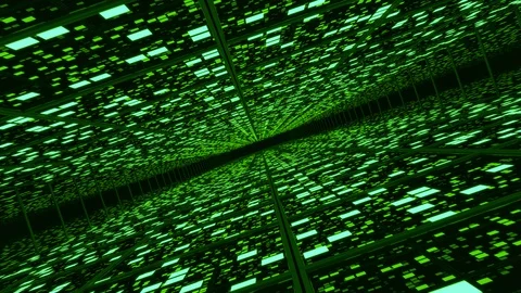 Perspective surfaces with green random glowing tiles Stock Footage 88106453