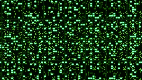 Perspective surfaces with green random glowing tiles Stock Footage 88106505