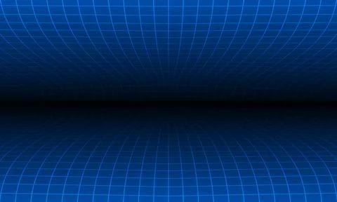 Perspective synthwave grid with depth of field effect. Abstract wireframe lan Stock Illustration