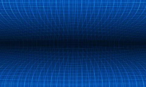 Perspective synthwave grid with depth of field effect. Abstract wireframe lan Stock Illustration