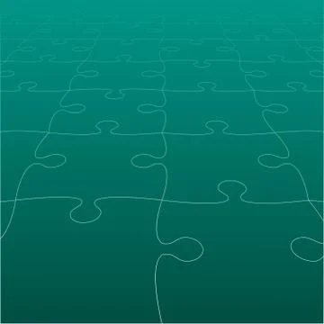 Perspective Teal Puzzles Pieces - Vector Jigsaw Stock Illustration