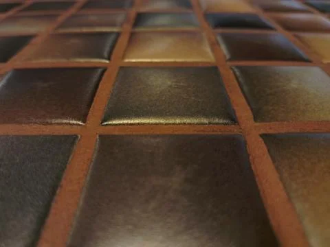 Perspective texture of ceramic brown mosaic tiles Stock Photos
