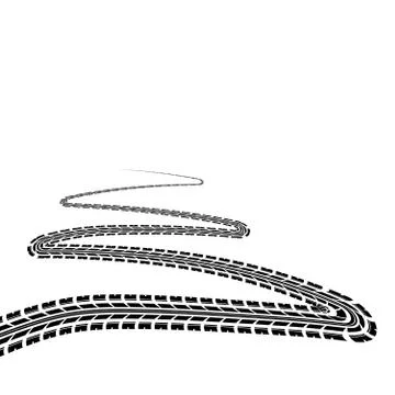 Perspective tire track line background Stock Illustration