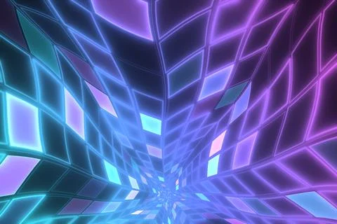 A perspective tunnel of angular, tiled panels converges toward a central va.. Stock Illustration