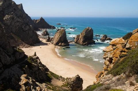 Perspective of Ursa Beach, Cape Roca Stock-Fotos