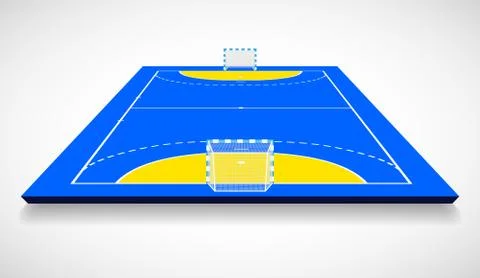 Perspective vector illustration of handball field, cort. Vector EPS 10. Room  Stock Illustration