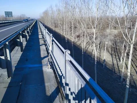 Perspective of the Vianada bridge pedestrian path Stock Photos