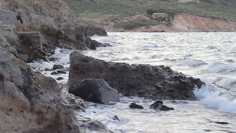 Perspective video shoot of waves at sunset time Stock Footage 93007911