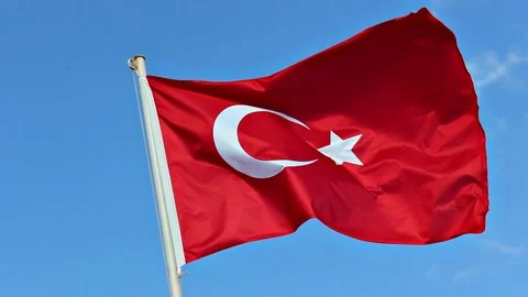 Perspective video shot of colorful turkish flag Stock Footage 92431453