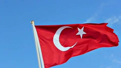 Perspective video shot of turkish flag Stock Footage 92431541