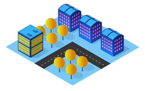 Perspective view from above to the city map quarter of the highway Ilustração Stock