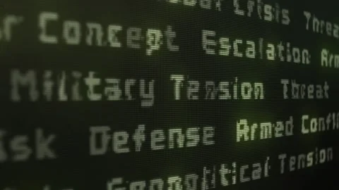 Perspective View of Animated Global Conflict Keywords on Pixelated CRT Scre.. 스톡 동영상 325787349