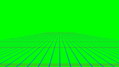 A perspective view of a blue grid pattern on a bright green background Stock Footage 340267881