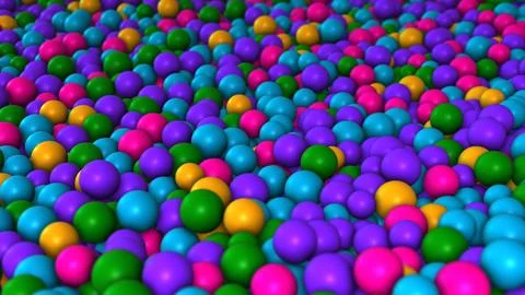Perspective View  Blue Purple Yellow Colorful Ball Pit Balls Background 3d  Illustrazione stock