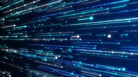 Perspective View Blue Shine Dotted Lines Abstract Digital Technology Data  Illustrazione stock