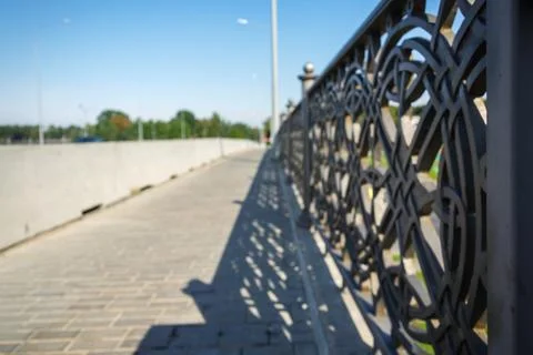 Perspective view of blurry city overpass pathway with prominent pattern Stock Photos