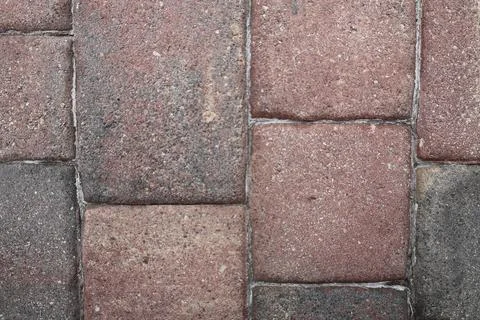 Perspective view of brick pavement forming geometric pattern. Concept of outdoor 库存照片
