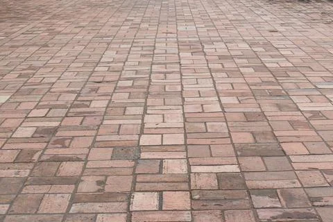 Perspective view brick stone pavement on the ground for Street Road. Vintage  Stock Photos