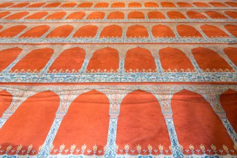 Perspective view of carpet inside blue mosque, Istanbul Stock Photos