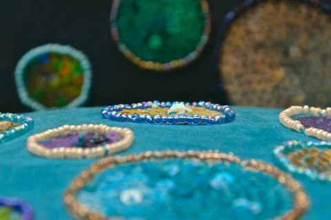 Perspective view of circles of beads Stock Photos