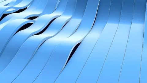 Perspective view of close up blue trendy stripes, 3d illustration. 스톡 일러스트