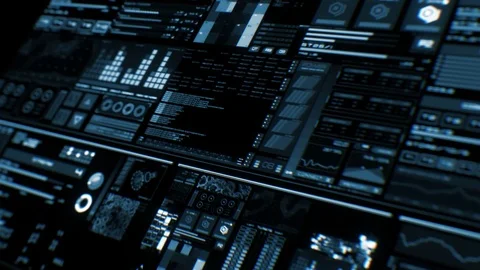 Perspective view of deep blue futuristic interface/Digital screen Stock Footage 81606985