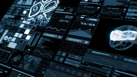 Perspective view of deep blue futuristic interface/Digital screen Stock Footage 81618319