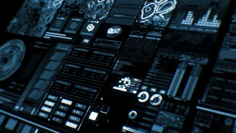 Perspective view of deep blue futuristic interface/Digital screen Stock Footage 81636265